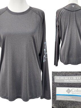 Columbia PFG Womens XL Tidal Tee Heather Dark Gray Omni Shade UPF50 Shirt Top